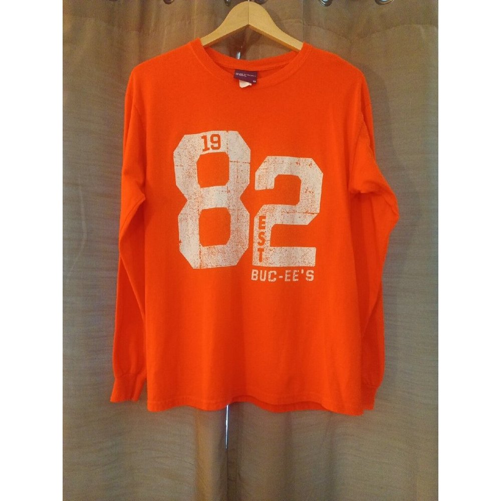 Woman's Buc-ees Graphic Print Est 1982 Orange Long Sleeve Shirt Medium